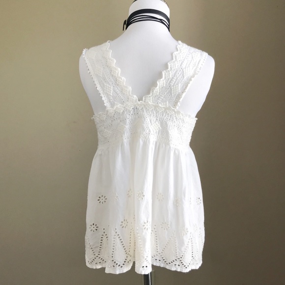 AE White Eyelet Embellished Boho Sleeveless Tank - Picture 4 of 8